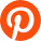 An orange silhouette of the Pinterest logo